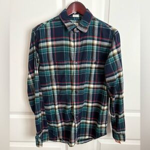 J. Crew Men's Plaid Button Down Shirt - Navy and Green